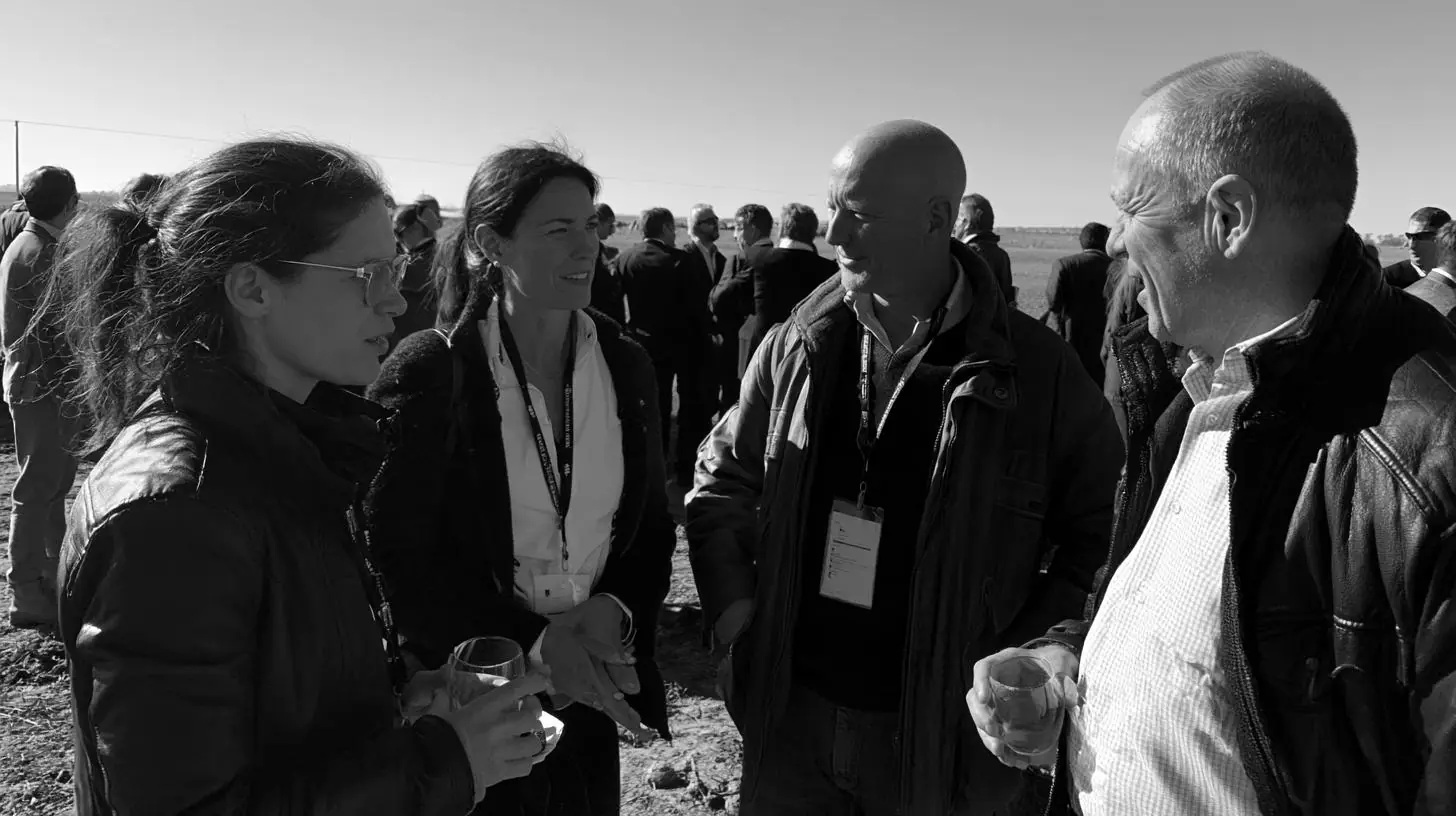 Business delegation visiting a farm